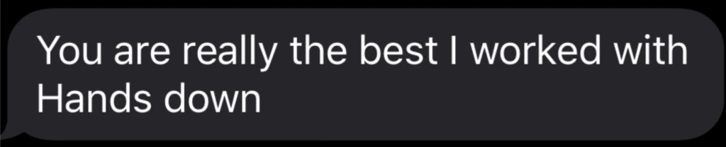 Client message saying iLuvSEO is the best they worked with
