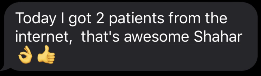 Client message saying they received two patients from the internet